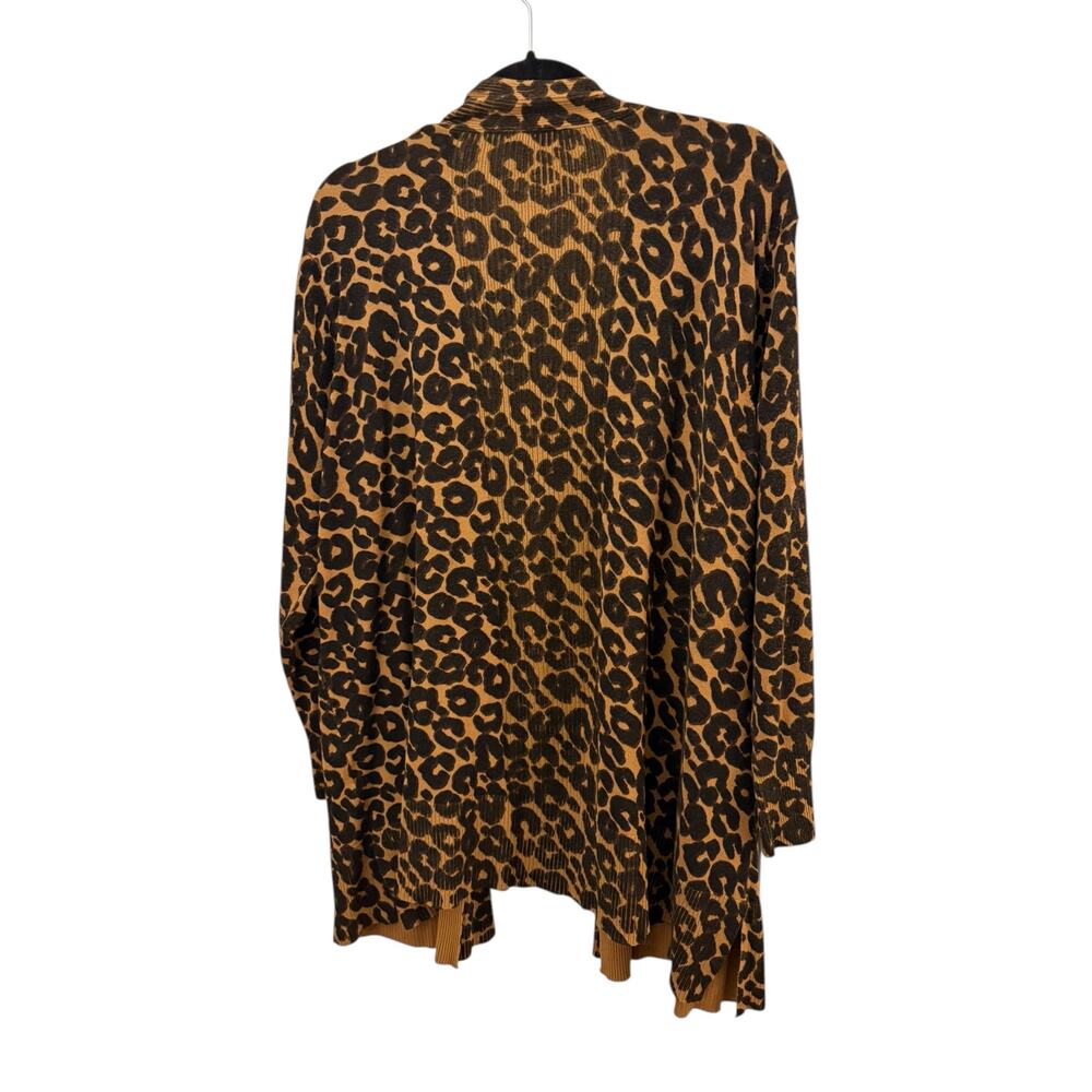 Leopard Print Cardigan Sweater Terra & Sky 2XL Light Tight Knit Long Sleeve - Picture 4 of 11